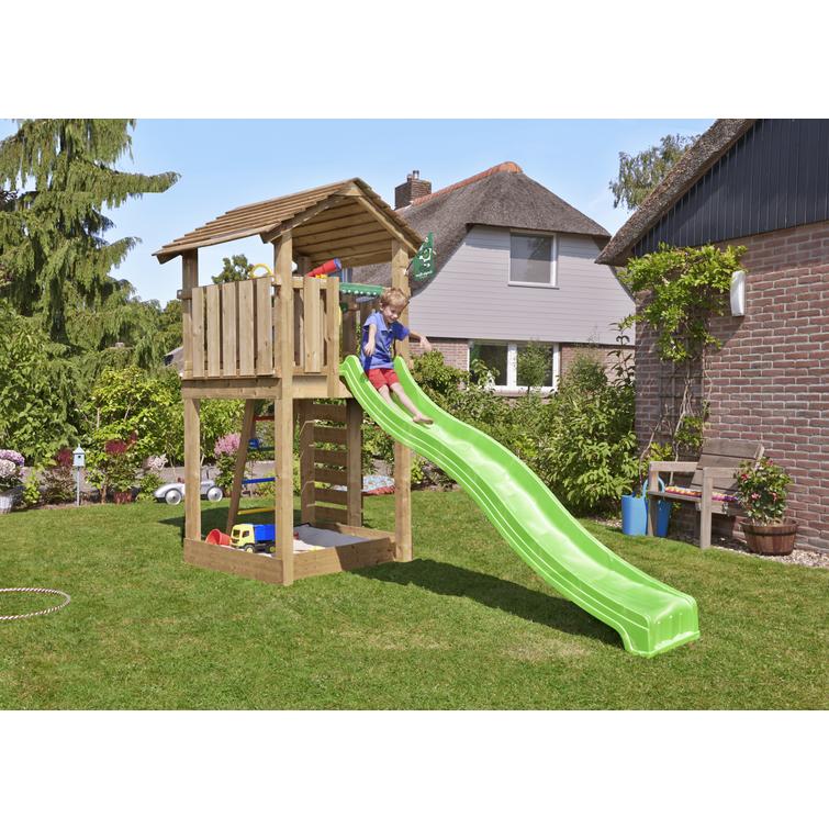 Leikkitorni Jungle Gym Cottage 2.1 ja vihreä liukumäki