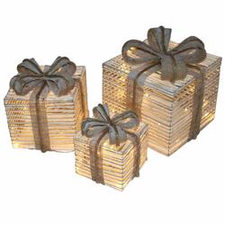 Joulupaketit valolla, 3 kpl. Juutti. 230V