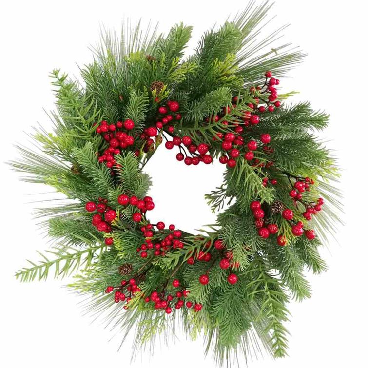 Christmas wreath with berries and pine cones Ø60 cm