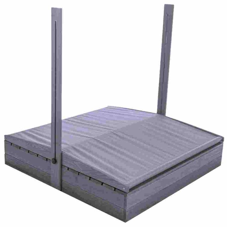 Sandlåda 120 x 120 cm, fällbart lock till bänkar, justerbart tak, grundmålad grå NORDIC PLAY