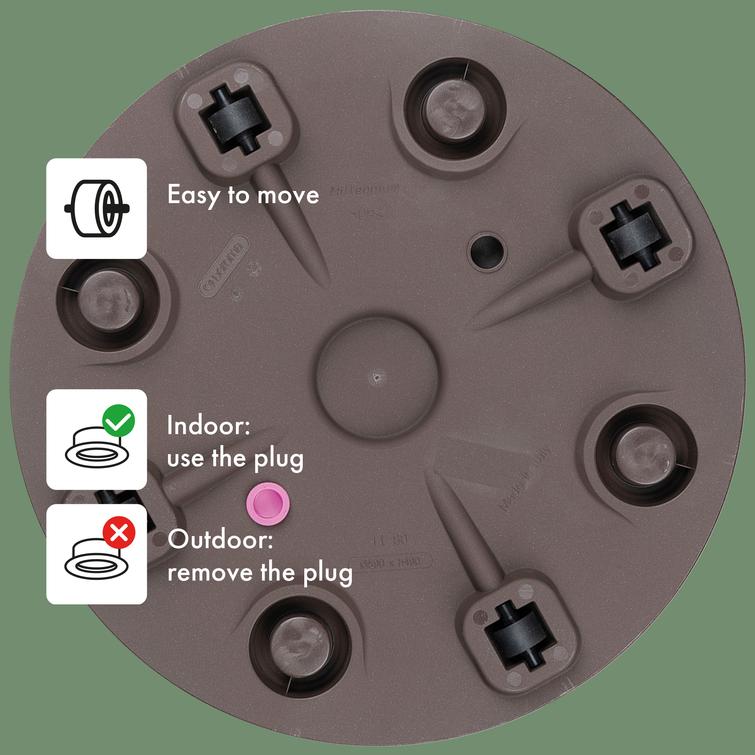 Millennium pyöreä ruukku pyörillä - Brownstone Ø59 x K49