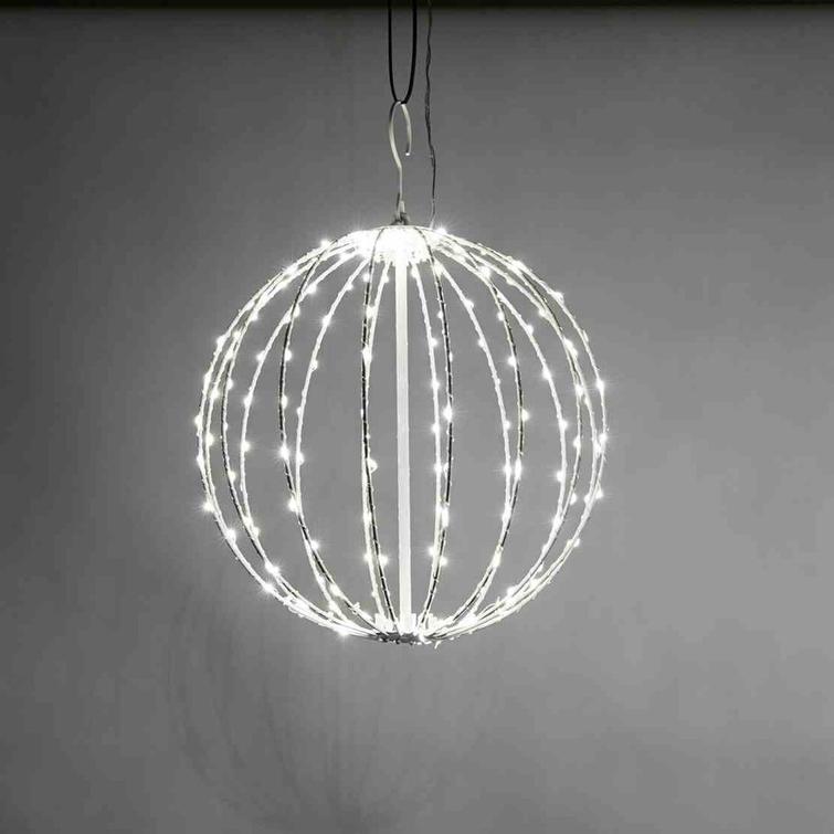 Metallipallo valkoinen, LED valoilla,192 lediä, Ø30 cm, 230V