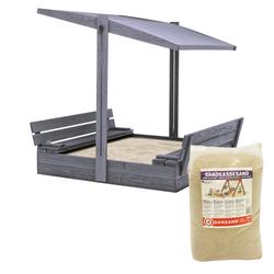 Hiekkalaatikko katolla 120 x 120 cm, sisältää hiekan, harmaa NORDIC PLAY