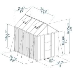 Kasvihuone Glory 9,2 m2, harmaa runko, Palram - Canopia