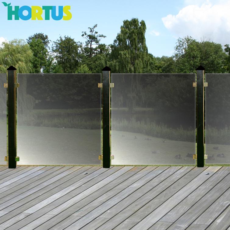 HORTUS Lasinen puutarha-aita, setti: 6 x 100x100cm, 7 x tolppa, 7 x hattu