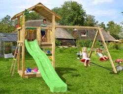 Leikkitorni Jungle Gym Sierra ja swing module + keltainen liukum&auml;ki