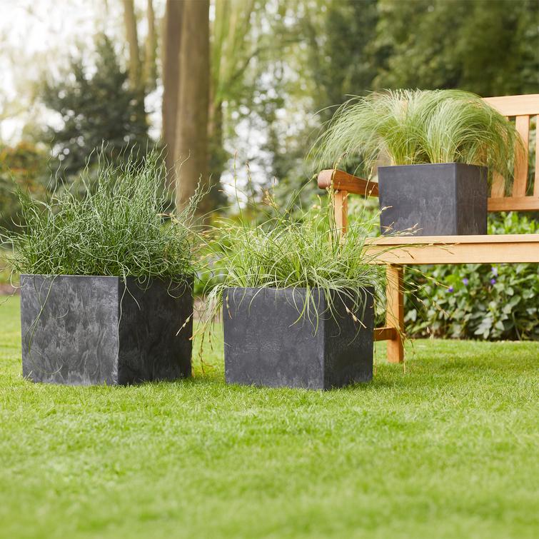 Maud neliöruukku art stone - Black Setti, jossa 3 eri kokoa