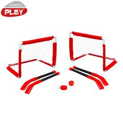 NORDIC PLAY Jääkiekkosetti sis. 2 maalia ja 4 mailaa - maalit: 0,61 x 0,45 x 0,40 m