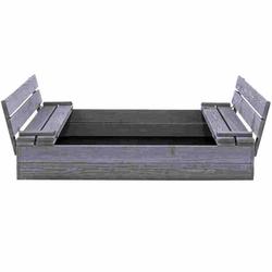 Hiekkalaatikko 120 x 120 cm, penkeiksi taittuva kansi, pohjamaalattu harmaa NORDIC PLAY