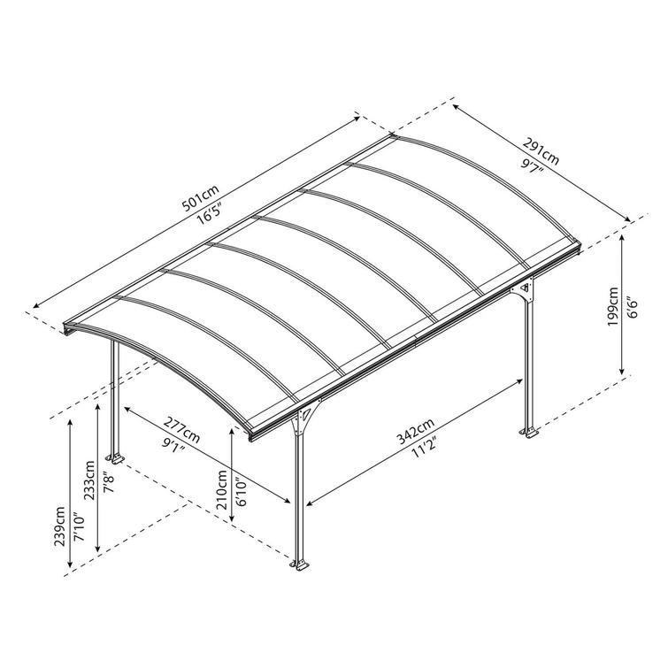 PALRAM Canopia Vitoria carport 5000, gray.