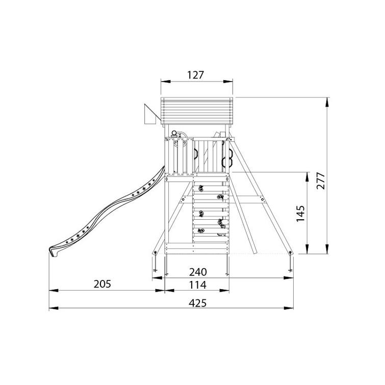 Leikkitorni Jungle Gym Cottage 2.1 sek&auml; Climb module ja keltainen liukum&auml;ki