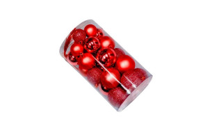 Joulupallot joulukoriste, punainen. 30 osaa.